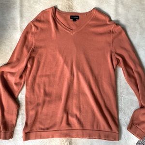 Men's BANANA REPUBLIC Burnt Orange Cotton V-Neck Pullover Sweater